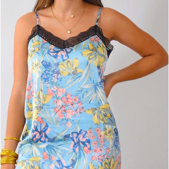 Mystree Slip Dress Silky Floral Lace - Picture 8 of 8